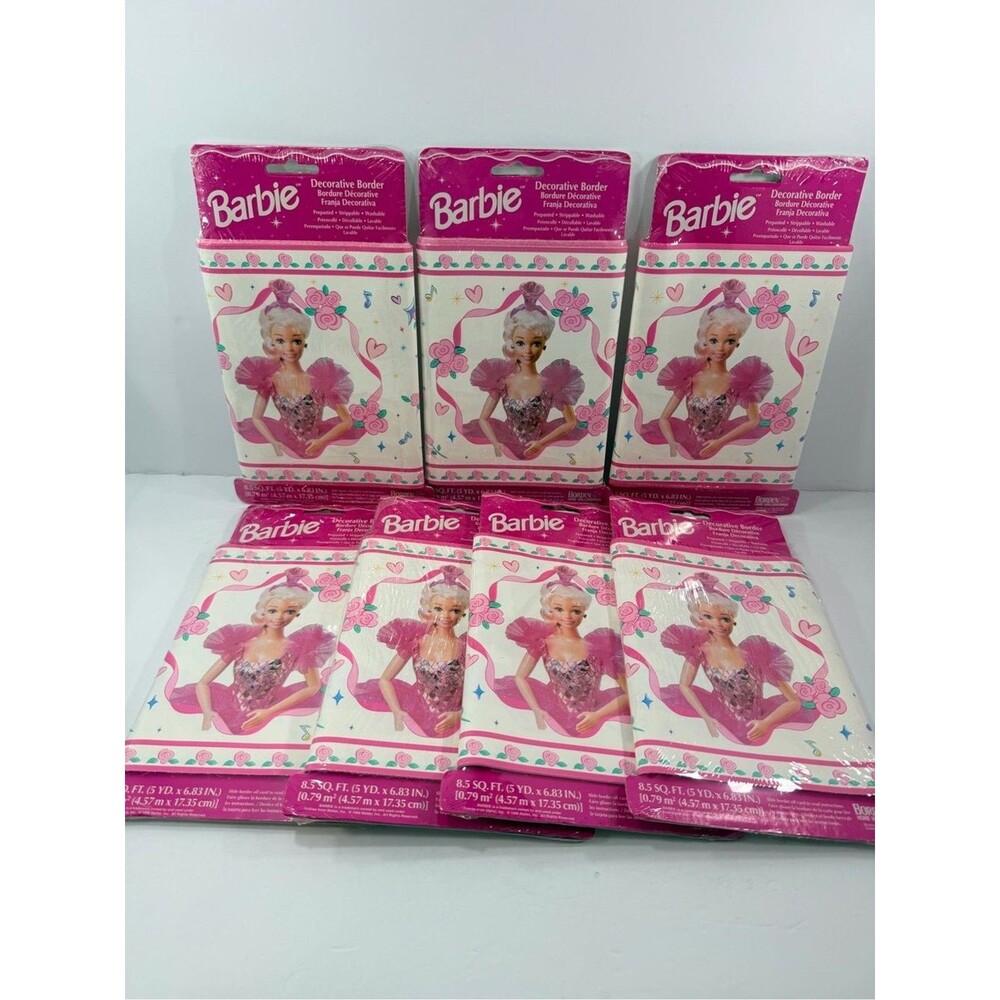 VTG 1996 Barbie Ballerina Wallpaper Border Roll Lot of 7 Rolls Sealed NOS 105 ft